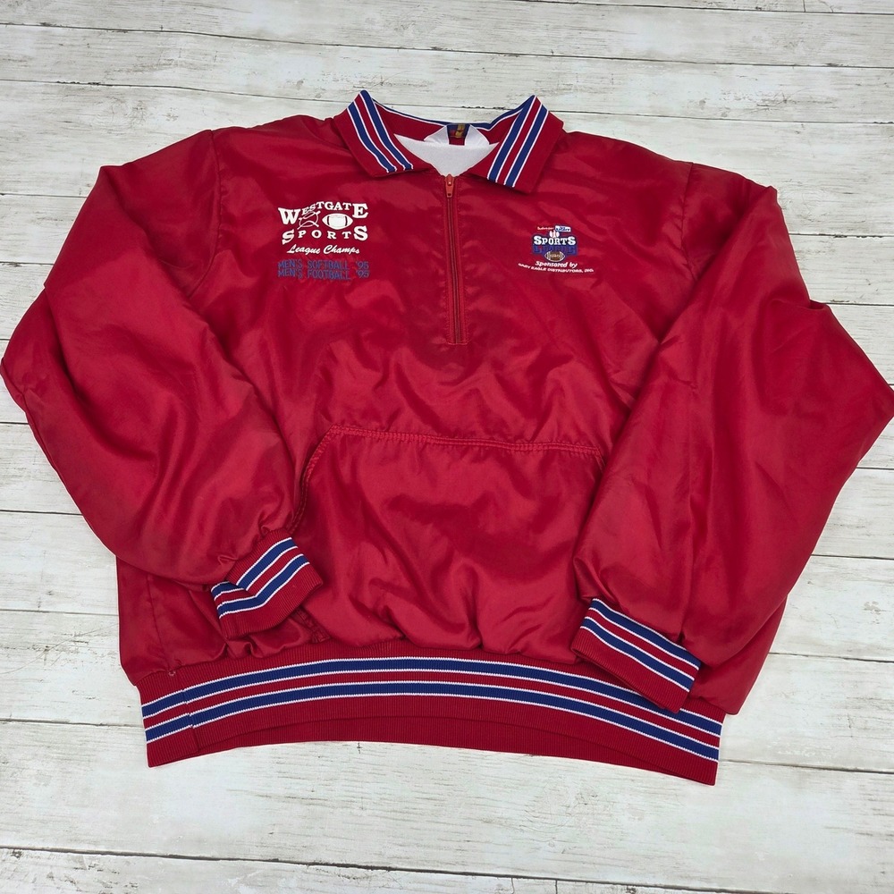 VTG RENNOC 1995 Westgate Sports League Champs Bud Light Red Q Zip Windbreaker‎